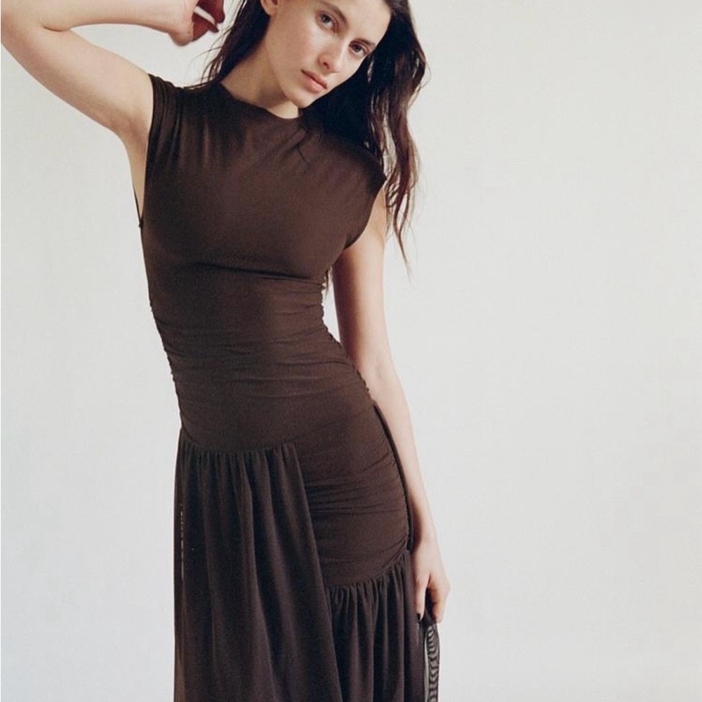 Zara Asymmetrical Brown Dress